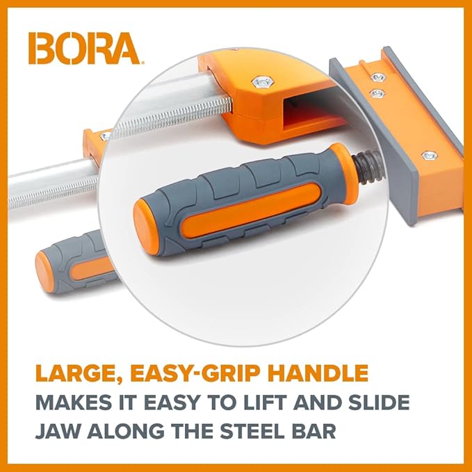 Bora 18" Parallel Clamp Set, 2 Pack of Woodworking Clamps with Rock-Solid, Even Pressure, 571118T, Rustic Brown