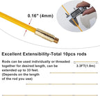 33' Fiberglass Running Electrical Wire Cable Pulling Fish Tape kit with 5 different attachments in a Carrying Case