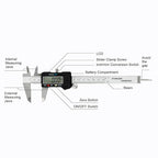 Digital Caliper 0-6" Measuring Tool with Metal Ruler, Micrometer Caliper with Auto-Off Feature, Interchangeable Between inches and millimeters for DIY/Household and 3D Printing, Black