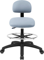 Chair Master FSS Series Square seat Tall (24"-34") seat Height Chair. Vinyl-for Office, Garage, Desk, Shop, Computer, Doctor, Medical, Easy to Clean! 18" Footring (Gray, Tall, Self Braking Casters)