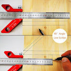 Center Finder Woodworking Square Center Scribe Circle Center Finder 45° 90° Scribe Scribing Rule Layout Gauge Magnetic Wood Measuring Scribe Tool