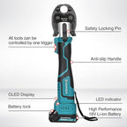 Mini Press Tool kit with 3 PEX Crimp Dies F1807 1/2", 3/4", 1", Brushless Motor, 2pcs Battery, Fast Charger & Carrying Case