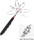 6 Pcs Extended Handle Telescopic Mirror Set - Car Inspection Mirror, 50mm Diameter, Round Handle, 360-Degree Rotation, Stainless Steel Universal Folding Telescopic Round Mirror (Black)