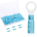 200 Pack Heat Shrink Ring Terminals - 5/16" - Blue 16-14 AWG Marine Grade Heat Shrink Wire Connectors - Tinned Red Copper Eyelet Wire Connectors