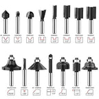 Router Bits 1/4 Inch Shank 15 Pieces, Tungsten Carbide 1/4" Router Bit Set, for Professional and Beginners Carpenter