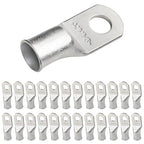 SELTERM 25pcs 2/0 AWG 3/8" Stud Marine Grade Tinned Copper Battery Cable Lugs, 00 Gauge Ring Terminals, UL Wire Lugs Electrical Battery Cable Ends, Tinned Copper Lugs Battery Terminal Connectors