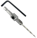 FTG USA #4 (7/64") Tungsten Carbide Tipped Countersink Drill Bit with Tapered Drill Bit, 1/4 Inch Quick Change Hex Shank and Allen Wrench