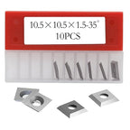 10.5mm Square Carbide Inserts Cutters Tungsten Carbide Reversible Blades Replacement Knives 10.5×10.5×1.5mm-35° for Woodworking Spiral/Helical Planer Cutter Head or Wood Turning Lathe Tools 10 Pcs