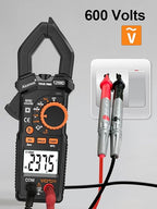 Clamp Meter 6000 Counts Amp Meter Auto-ranging dc Clamp Meter, Measures Current Voltage Capacitance Resistance (AC/DC Current)