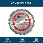Benchmark Abrasives TCT 6 1/2 Inch Circular Saw Blade, Tungsten Carbide Tipped Non Ferrous Metal Cutting Saw Blade for Plastic, Fiberglass, Aluminum - 60 Teeth