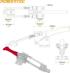 POWERTEC 2PK Toggle Clamp, 1000 lbs Holding Capacity, 334 Adjustable 90 Degree Vertical U Bolt Latch w/Antislip Hand Grip for Woodworking Jigs & Fixtures, Smoker, Tire Carrier, Cabinet (20309-P2)