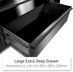 72 inch 15 Drawers Tool Chest with 3 Up Cabinet & Pegboard in Stainless Steel (Black)