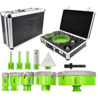 Diamond Core Drill Bits Set - Tile Hole Saw Kit 6/8/10/25/35/50/75/127MM+20F with 2" Diamond Beveling Chamfer Bits for Porcelain Ceramic Tile Granite Marble(11PCS)