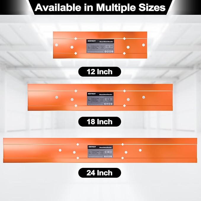 Sheet Metal Bender Folding Tool, 18 Inch Hand Seamer for HVAC Ductwork, Roofing & Metal Panels, 3/8" & 1" Fold Depth, Heavy Duty Steel Brake with High-Visibility Orange Finish