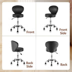 Leather Rolling Swivel Salon Stool Chair with Back Support Adjustable Hydraulic Seat Height 22 in for Office Massage Facial Spa Medical Drafting Tattoo Beauty Barber