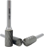 LU&MN SB-5 Tungsten Carbide Burr Cylinder Shape Double Cut Rotary Burrs File(1/2''cutter Dia,1''Cutter Length) with 1/4'' (6.35mm) Shank dia,3PCS