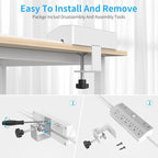 Clamp Power Strip Tall, 40W Fast Charging Station,Desk Mount Desk Shelf with 6 Outlets 6USB Ports (2USB C), 10Ft Extension Cord Home Office Essentials, Fit 2.48" Tabletop Edge