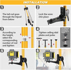 MOETER Upgraded 13.8Ft./4.2M Telescoping Laser Level Tripod with Level Bubble and 1/4"-20 Mount, Adjustable Laser Pole with Top Wide Plate for Laser Scanner, 5/8"-11 Adapter Nut Included