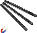 Magnetic Socket Organizer, 3-Piece Heavty Duty Aluminum Socket Holder, Socket Rail for Tool Box, Premium Quality 360° Swivel Socket Rack Kit with 40 Clips for 1/2, 3/8, 1/4-Inch(Black)
