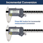 PEC Tools 6 Inch/150mm Digital Caliper & Made in US 6 Inch 16R Rule (32nds,64ths,50ths,100ths), Industrial-Grade Stainless Steel Caliper, IP67 Waterproof & Oil-Resistant, Inch/MM/Fraction Modes