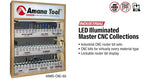 Amana Tool AMS-CNC-48M, Metric CNC Master Router Bit Collection Includes 48 SKUs and LED Illuminated, Mirrored Interior and Solid Wood Display