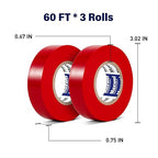 Red Electrical Tape PVC Vinyl - 3/4 In 60 Ft Professional Grade General Purpose Red Electric Tape Flame Retardant Waterproof For All Weather Under 600V Electrical Insulating Use Pack of 2 Rolls