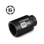 CASOMAN 1/2" Drive x 34 mm Deep 6 PT Impact Socket, CR-MO, 1/2-inch Drive 6 Point Axle Nut Socket for Easy Removal of Axle Shaft Nuts (34MM)
