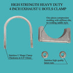Universal 4 Inch Exhaust Clamp, Heavy Duty Stainless 4" U-Bolt Clamp