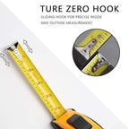 LAND 25Ft Retractable Measuring Tape - Self-Lock Heavy Duty Tape Measure, Magnetic Hook for Measurement Alone, TPR Rubber Protective Case (25FT AUTO)