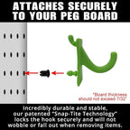 PegPro® J Hooks Kit for Standard “Wood Fiber” pegboard – Durable Plastic Pegboard Hooks - for Garage, Kitchen, Craft Room, and More (J Hook - 24 Pack, Kiwi)