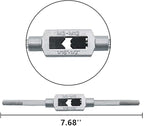 8pcs Metric Thread Machine Taps Set, Hand Screw Thread Plug Taps M3 M4 M5 M6 M8 M10 M12 with Adjustable Tap Wrench 1/16-1/2''