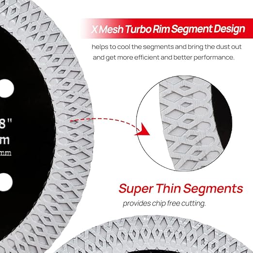 DT-DIATOOL Diamond Tile Blade 3-3/8" (85mm) Cutting Porcelain Tile Ceramic Marble Granite Circular Saw Blade with X Mesh Segment Arbor 10mm-15mm Pack of 2