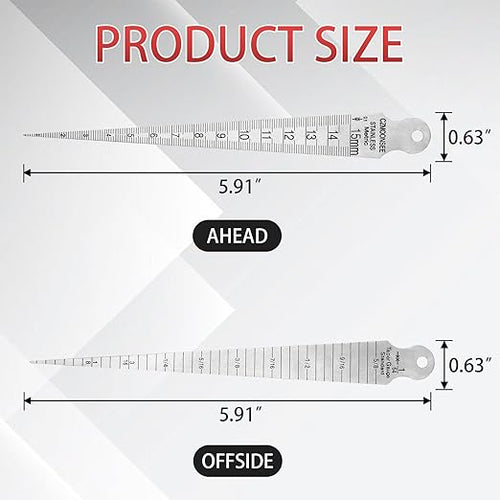 1-15mm Stainless Steel Double Sided Welding Taper Gauge Measuring Instrument Feeler Gauge Depth Gauge Aperture Ruler Inch&Metric Measuring Tool（1PCS）
