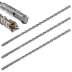 Concrete Drill Bit lengthening 3pcs 7/16" X 12"-10" Cross-Type Double Thread Carbide Material Suitable for Concrete, Brick, Cement Walls, Stone, Extra Long Hammer Drill Bits for Concrete