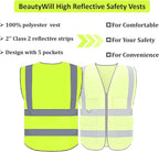 BeautyWill Custom Logo 10/20 Pack Safety Vest Class2 High Visibility Vest with Pockets Breathable Construction Vest Bulk