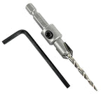 FTG USA #6 (9/64") Tungsten Carbide Tipped Countersink Drill Bit with Tapered Drill Bit, 1/4 Inch Quick Change Hex Shank and Allen Wrench