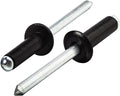 Linkup 55pcs pack 1/4" x 3/4" Black pop blind Rivets, 6.4mm x 20mm Black pop rivets,Aluminum Body Steel Mandrel Rivets (Black),Dome Head aluminum rivets