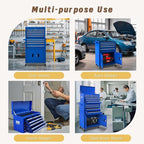 13-Drawer Double Doors Handle Rolling Tool Chest, 2 in 1 Detachable Rolling Tool Chests, Large Tool Boxes with lock, Metal Standing Tool Cabinet for Garage Workshop(Blue)