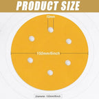 6 Inch - 6 Hole Hook and Loop Sanding Discs 800 Grit, Random Orbital Sandpaper for Automotive and Woodworking - 100 Pack