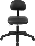 Chair Master FSS Series Square seat Medium (19"-27") seat Height Chair. Vinyl-for Office, Garage, Desk, Shop, Computer, Doctor, Medical, Easy to Clean! No Footring (Black, Medium, _Standard Casters)