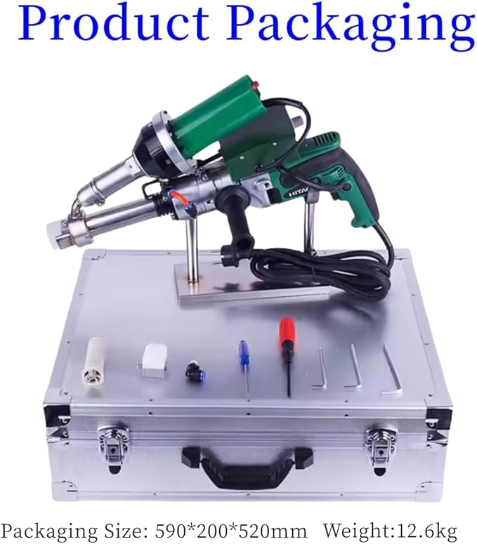 1600W Hand Extrusion Welder Gun Plastic Handheld Extruder Welding Gun Dual Heating System PP HDPE LDPE Pipe Welding Machine (110V Extruder)
