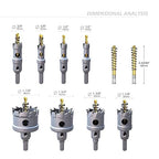GSTK Upgrade Heavy Duty Carbide TCT Carbide Hole Saw Kit 10Pcs for Hard Metal, with 2*Extra Titanium Plated Pilot Center Drill and 2*L-Wrench