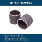 Benchmark Abrasives 1" x 1" Aluminum Oxide Abrasive Spiral Bands for Rotary Tools, Drum Sleeves for Sanding Deburring Blending Polishing on Metals Plastic Wood Rubber (10 Pack) - 120 Grit