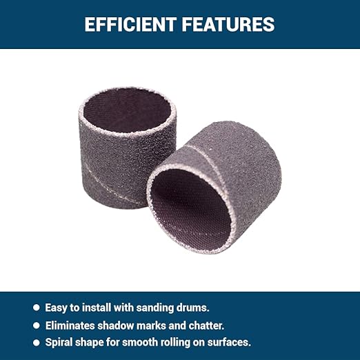 Benchmark Abrasives 1" x 1" Aluminum Oxide Abrasive Spiral Bands for Rotary Tools, Drum Sleeves for Sanding Deburring Blending Polishing on Metals Plastic Wood Rubber (10 Pack) - 80 Grit