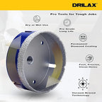 Drilax Pro Series 4 Inch Diamond Hole Saw | Angle Grinder (5/8"-11) & Drill (Adapter Incl.) | 1-3/8" Depth | Dry Drill for Dryer Vents, HVAC, Large Pipes, Core Sampling | Long Life