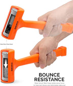 NEIKO 02848A 3 LB Dead Blow Hammer, Neon Orange | Unibody Molded | Checkered Grip | Spark and Rebound Resistant