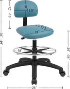 Chair Master FSS Series Square seat Tall (24"-34") seat Height Chair. Vinyl-for Office, Garage, Desk, Shop, Computer, Doctor, Medical, Easy to Clean! 18" Footring (Aqua, Tall, Self Braking Casters)