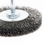 Benchmark Abrasives 3" Mounted Crimped Wire Wheel for Cleaning deburring on Cast Iron, Steel, Titanium, Nickel, 1/4" Shank for Rotary Tools (5 Pack) - Carbon Steel