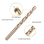 KENDO 15PCS Cobalt Drill Bit Set (1/16"-3/8"), M35 High Speed Steel,Twist Jobber Length for Hardened Metal, Stainless Steel, Cast Iron, Wood and Plastics, with Metal Index Storage Box