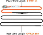 VEVOR Self-Regulating Pipe Heating Cable, 120-feet 5W/ft Heat Tape for Pipes Freeze Protection, Protects PVC Hose, Metal and Plastic Pipe from Freezing, 120V